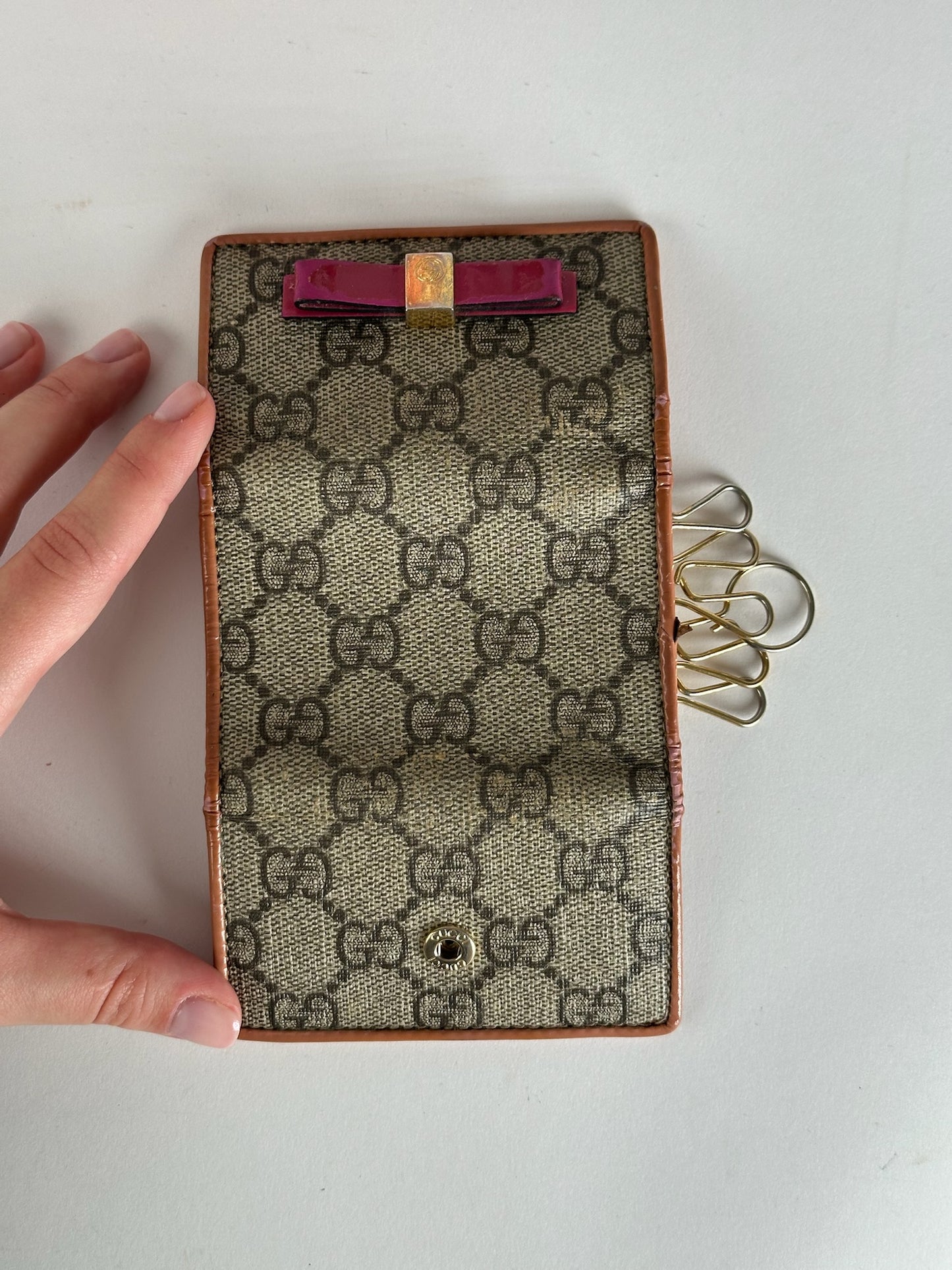 Vintage Gucci Leather Monogram Key Holder