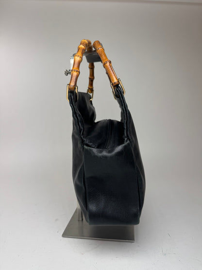Sac vintage Gucci en cuir bambou noir