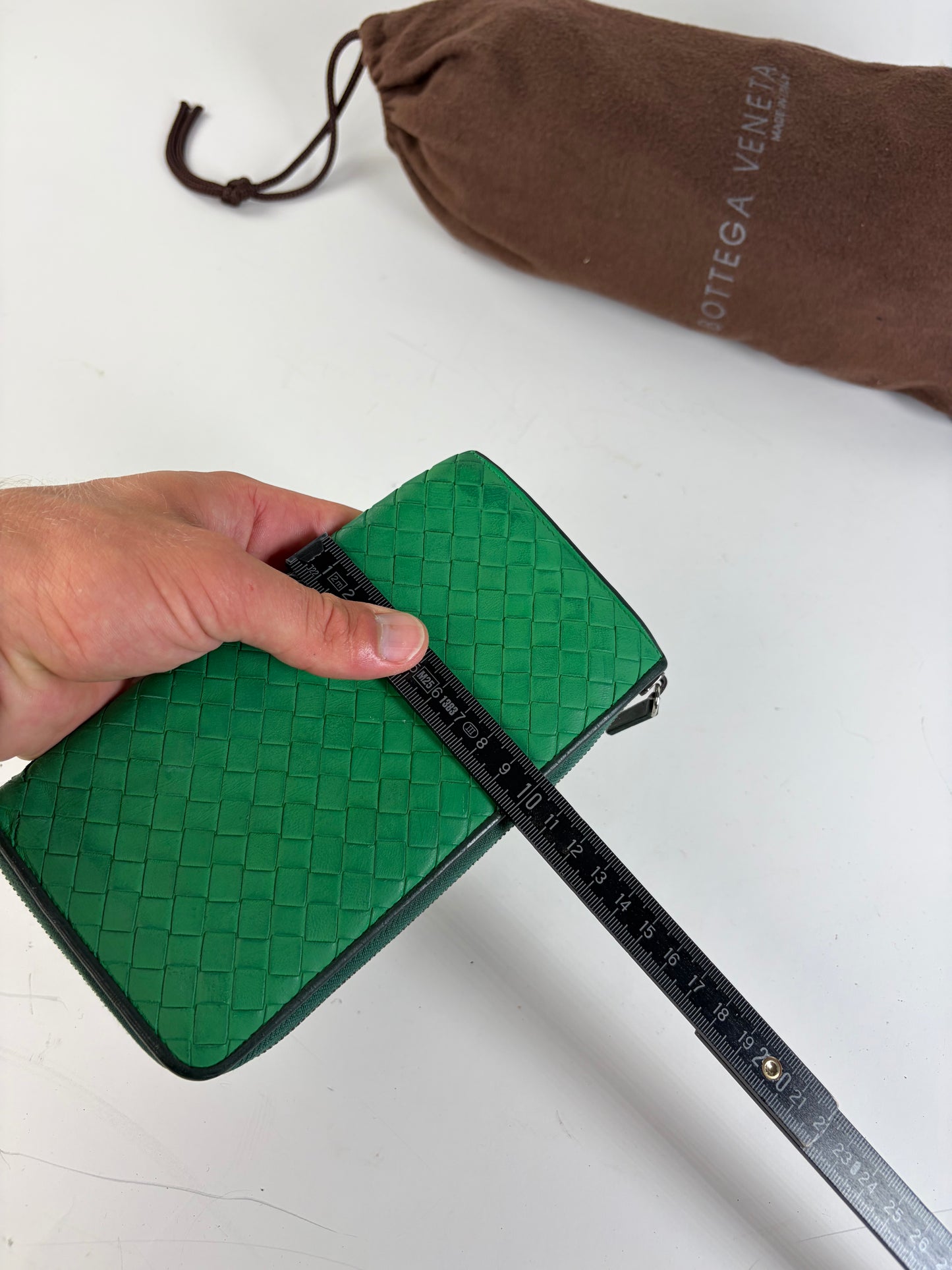 Vintage Bottega Veneta Intrecciato Woven Leather Wallet Emerald Green