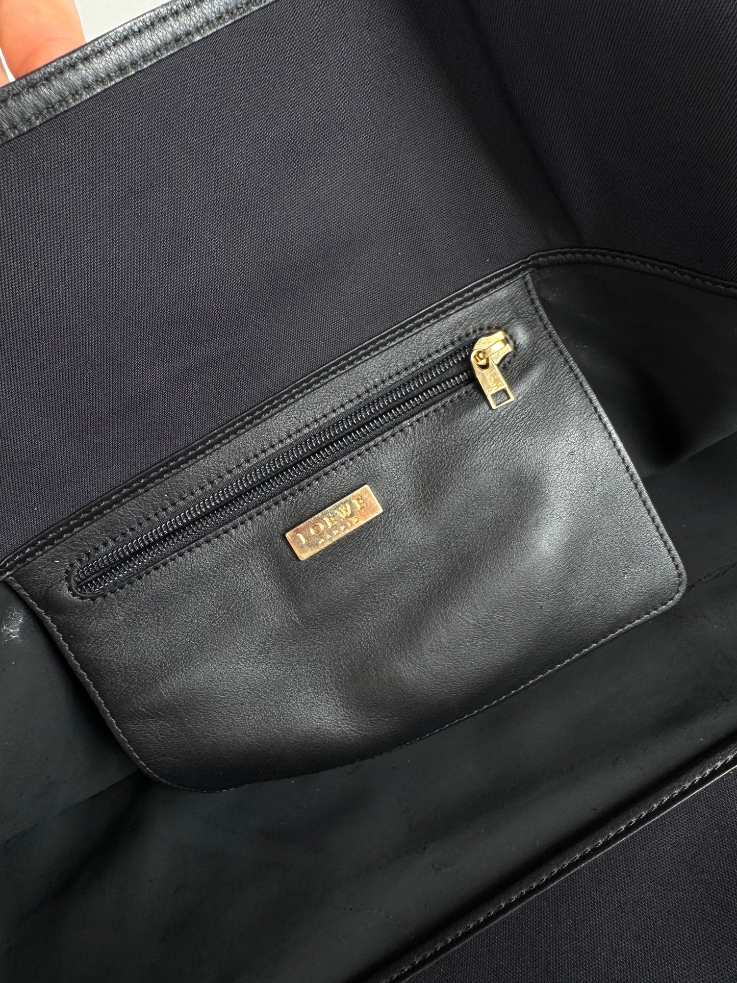 Vintage Loewe Madrid Leather neoprene bag navy black