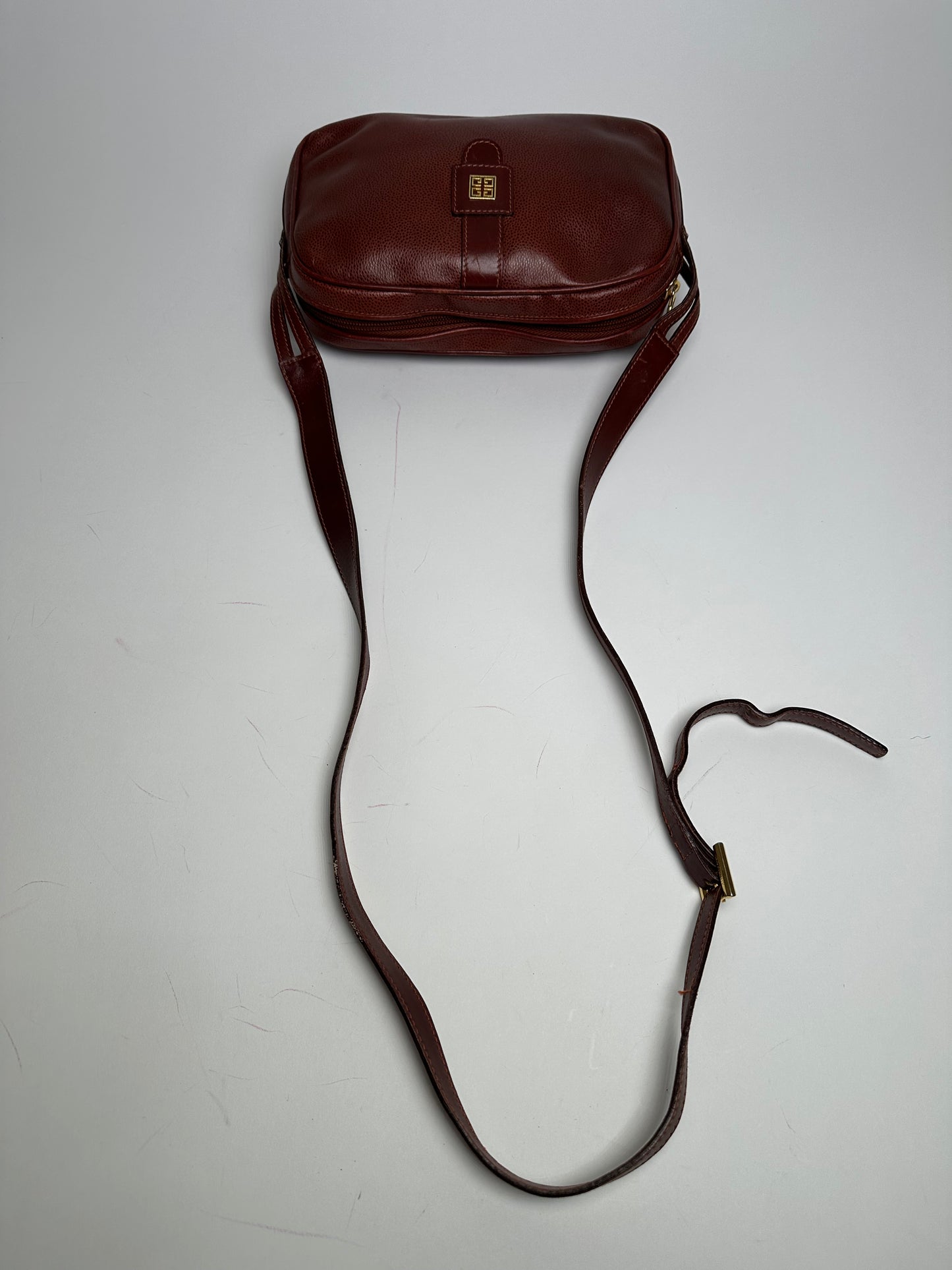Vintage Givenchy Snake Emblossed Leather Crossbody Bag Brown