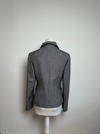 Vintage Courreges Checked Blazer Black White M