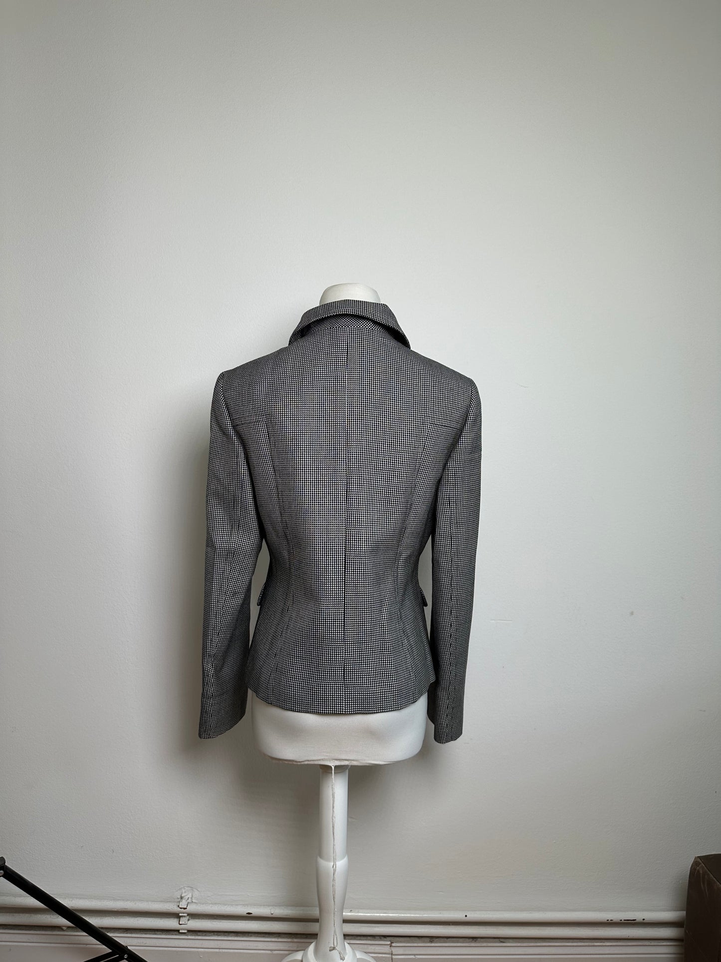 Vintage Courreges Checked Blazer Black White M