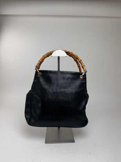 Sac vintage Gucci en cuir bambou noir