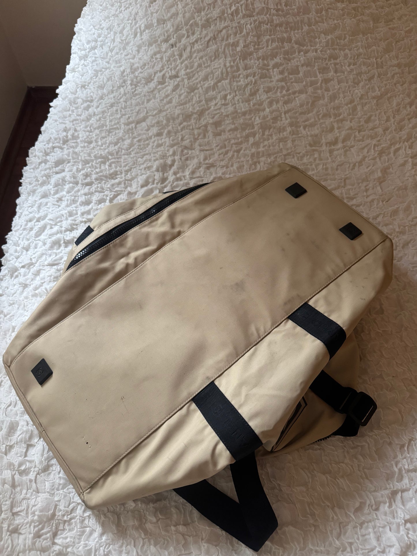 Vintage Chanel Sport Duffel Bag Black White