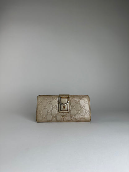Vintage Gucci GG Monogram Canvas Wallet Beige Brown