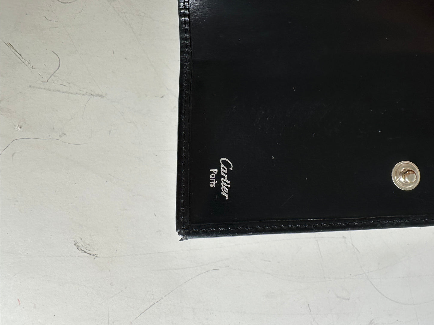 Vintage Cartier Leather Wallet Black Silver