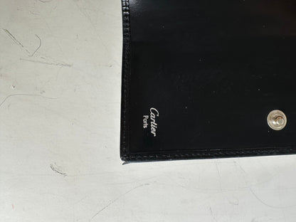 Vintage Cartier Leather Wallet Black Silver