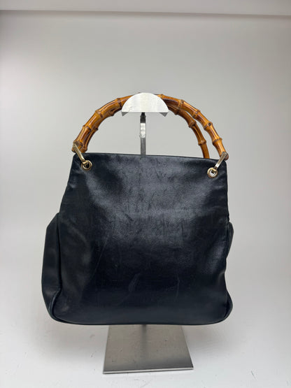Sac vintage Gucci en cuir bambou noir