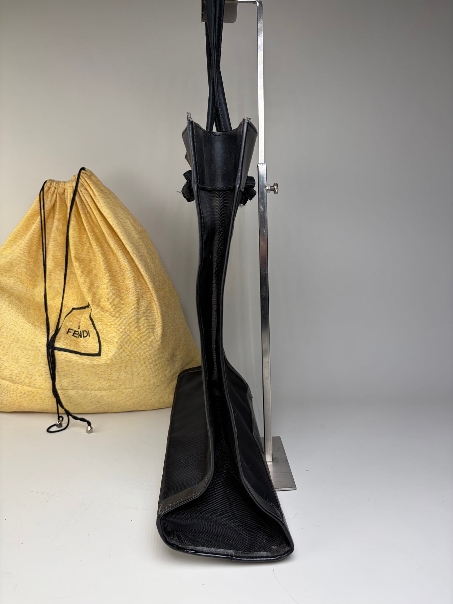 Vintage Fendi PVC Leather Tote Black Transparent Gold