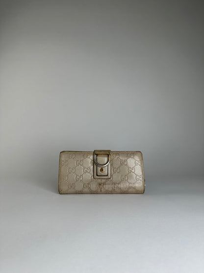 Vintage Gucci GG Monogram Canvas Wallet Beige Brown