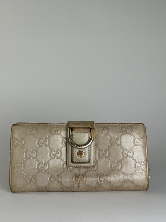 Vintage Gucci GG Monogram Canvas Wallet Beige Brown
