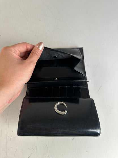 Vintage Cartier Leather Wallet Black Silver