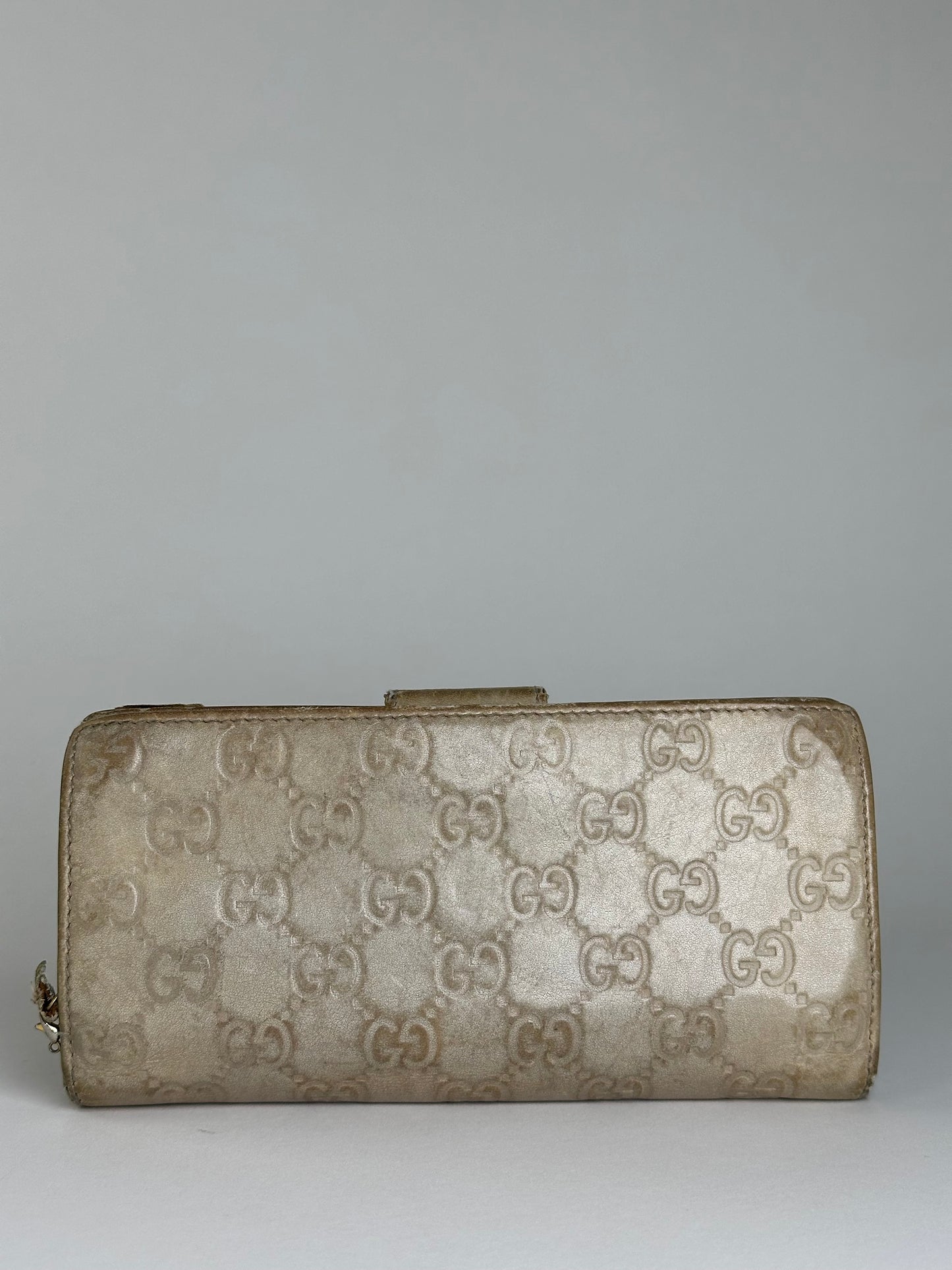 Vintage Gucci GG Monogram Canvas Wallet Beige Brown
