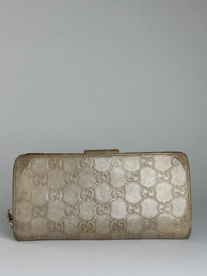 Vintage Gucci GG Monogram Canvas Wallet Beige Brown