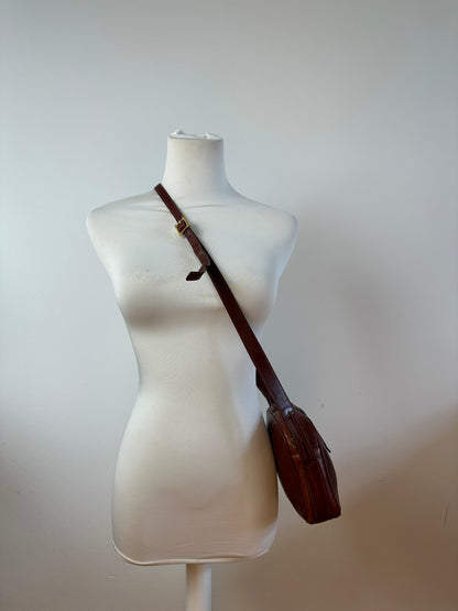 Vintage Givenchy Snake Emblossed Leather Crossbody Bag Brown
