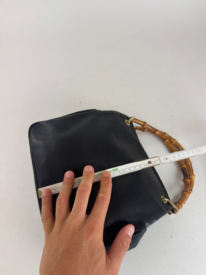 Sac vintage Gucci en cuir bambou noir