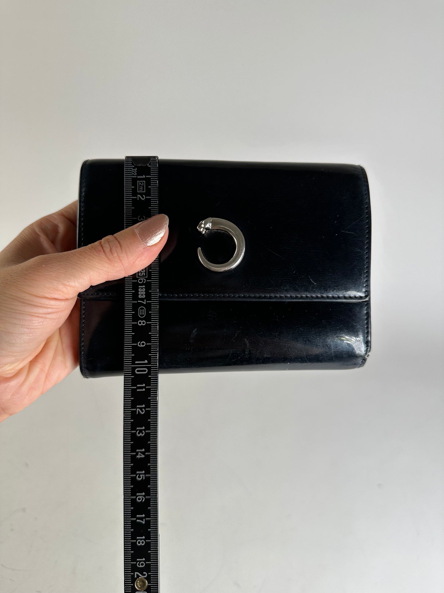 Vintage Cartier Leather Wallet Black Silver