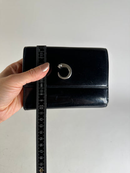 Vintage Cartier Leather Wallet Black Silver