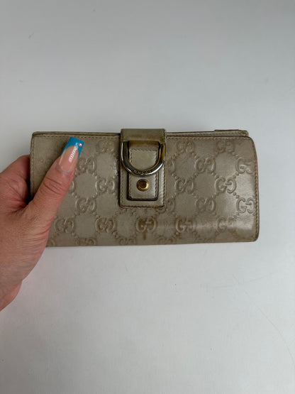 Vintage Gucci GG Monogram Canvas Wallet Beige Brown