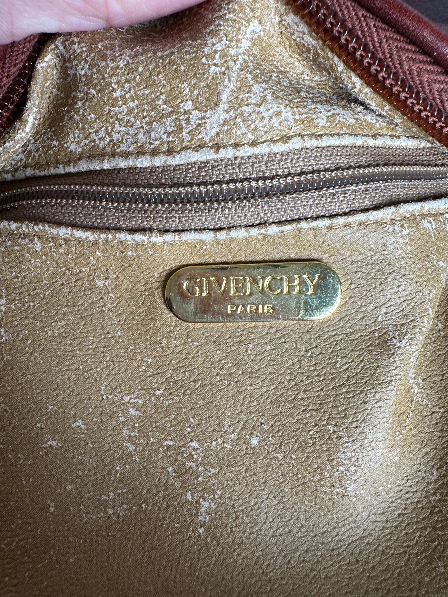 Vintage Givenchy Snake Emblossed Leather Crossbody Bag Brown