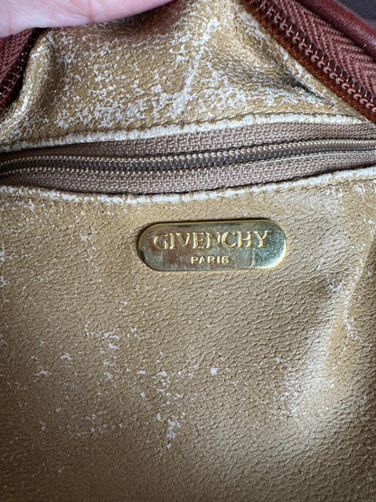 Vintage Givenchy Snake Emblossed Leather Crossbody Bag Brown