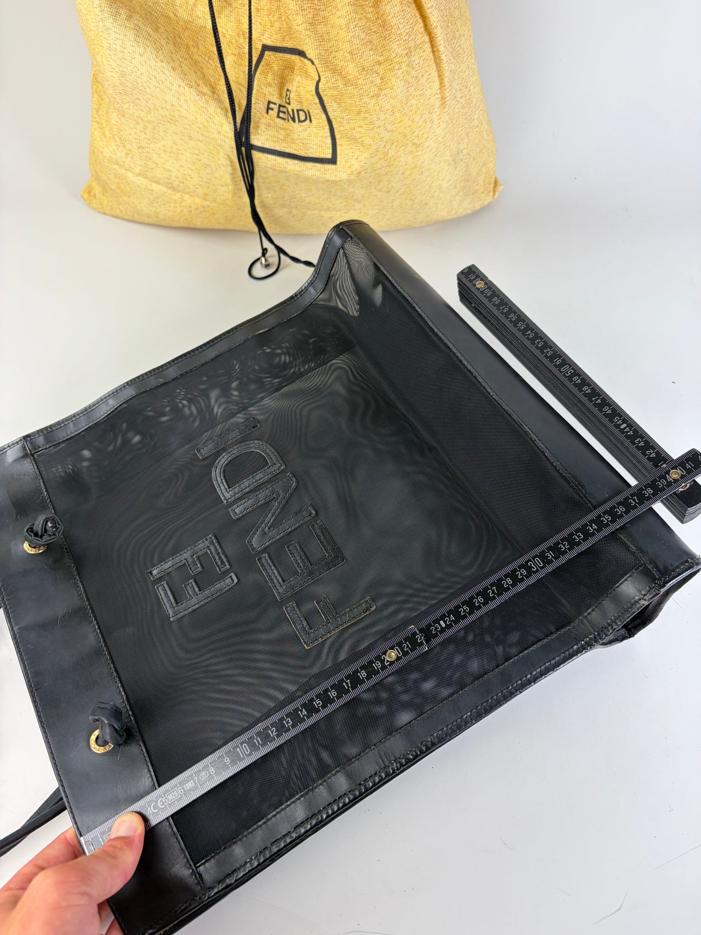 Vintage Fendi PVC Leather Tote Black Transparent Gold
