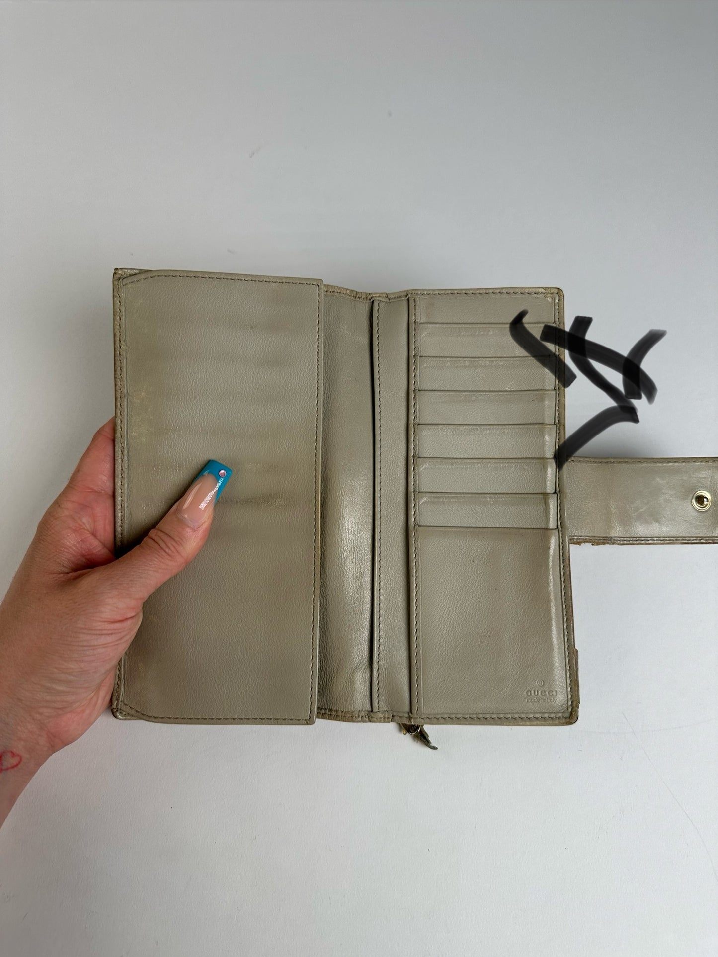 Vintage Gucci GG Monogram Canvas Wallet Beige Brown