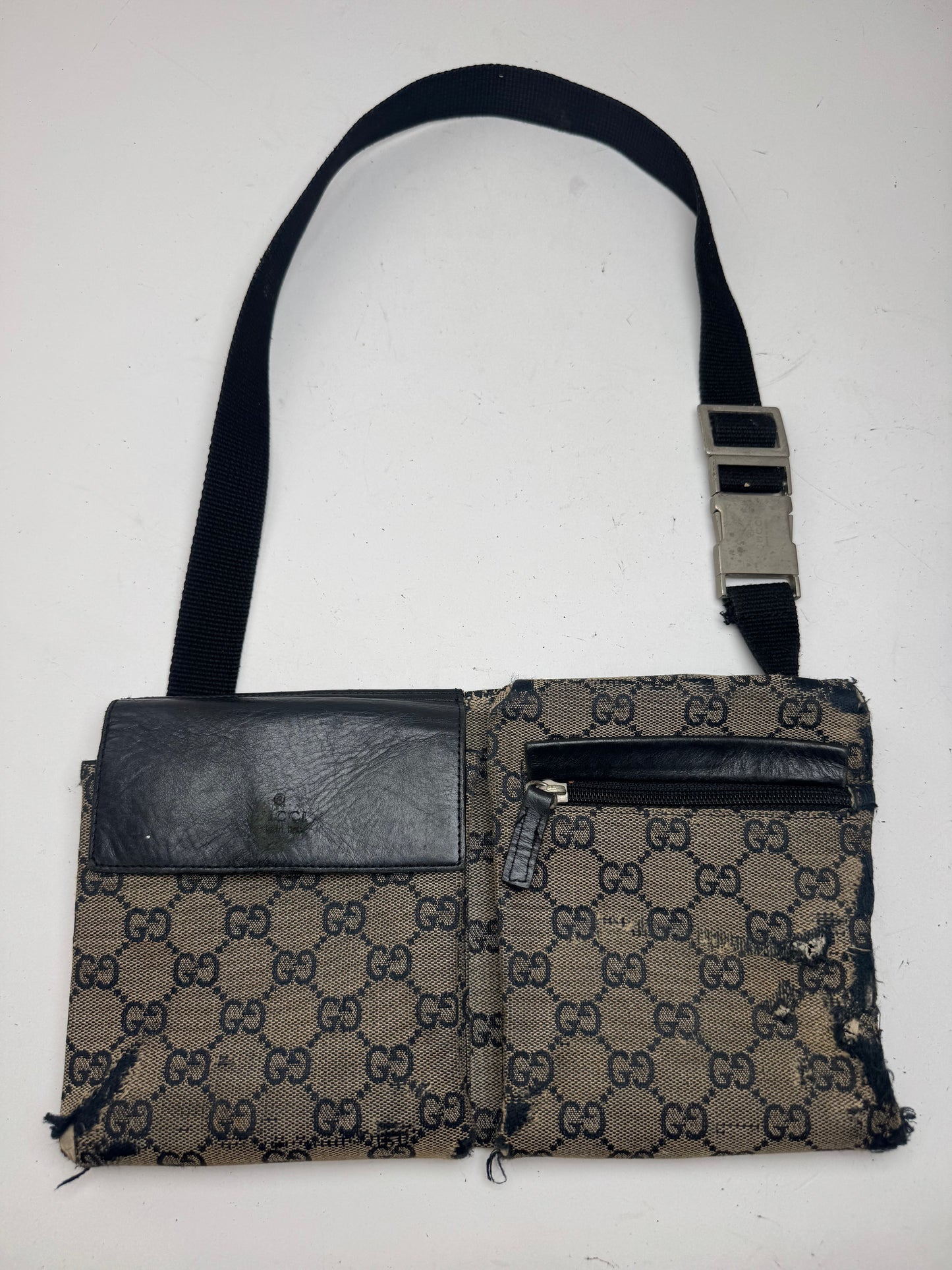 Vintage Gucci Belt / Crossbody Bag Grey brown monogram