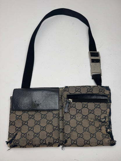 Vintage Gucci Belt / Crossbody Bag Grey brown monogram