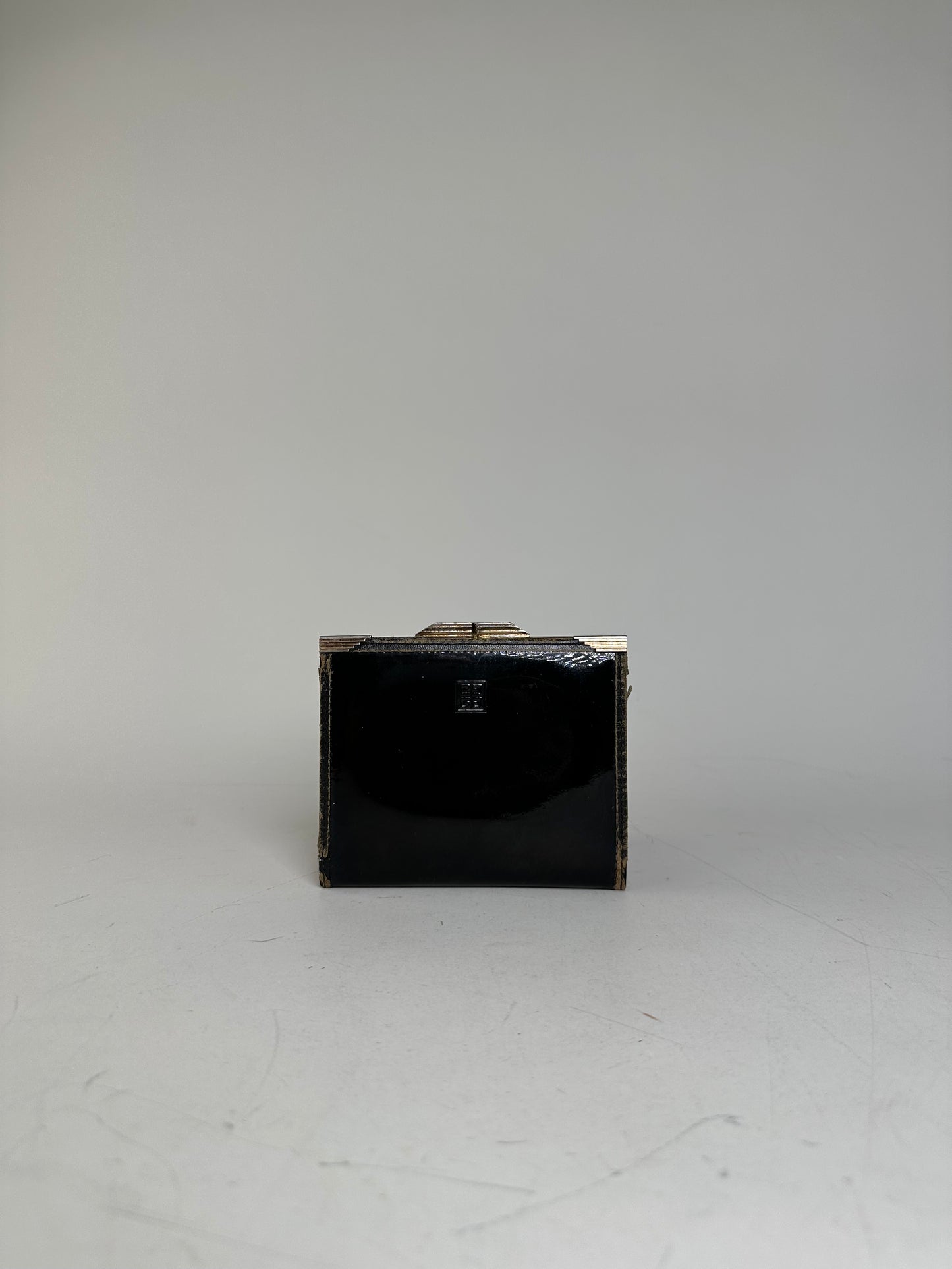 Vintage Givenchy Patent Leather Wallet Black Gold
