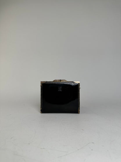 Vintage Givenchy Patent Leather Wallet Black Gold