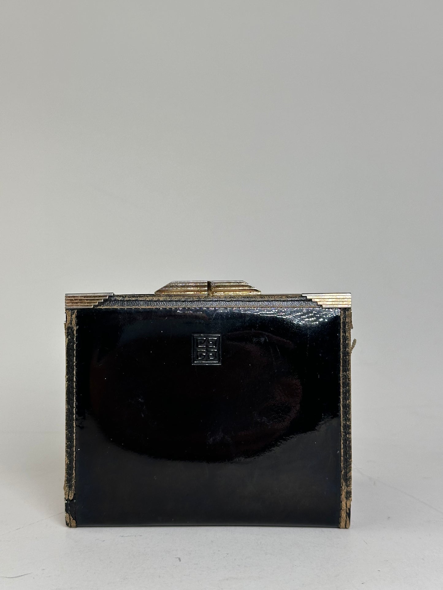 Vintage Givenchy Patent Leather Wallet Black Gold