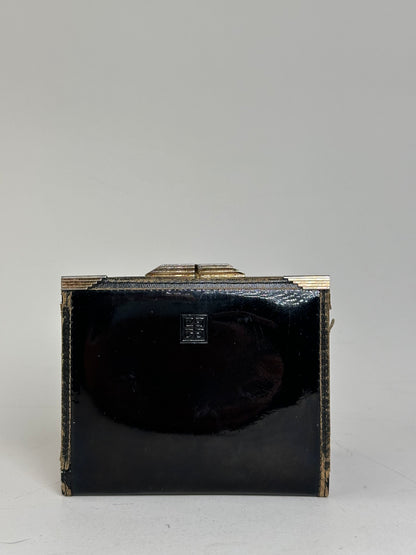 Vintage Givenchy Patent Leather Wallet Black Gold