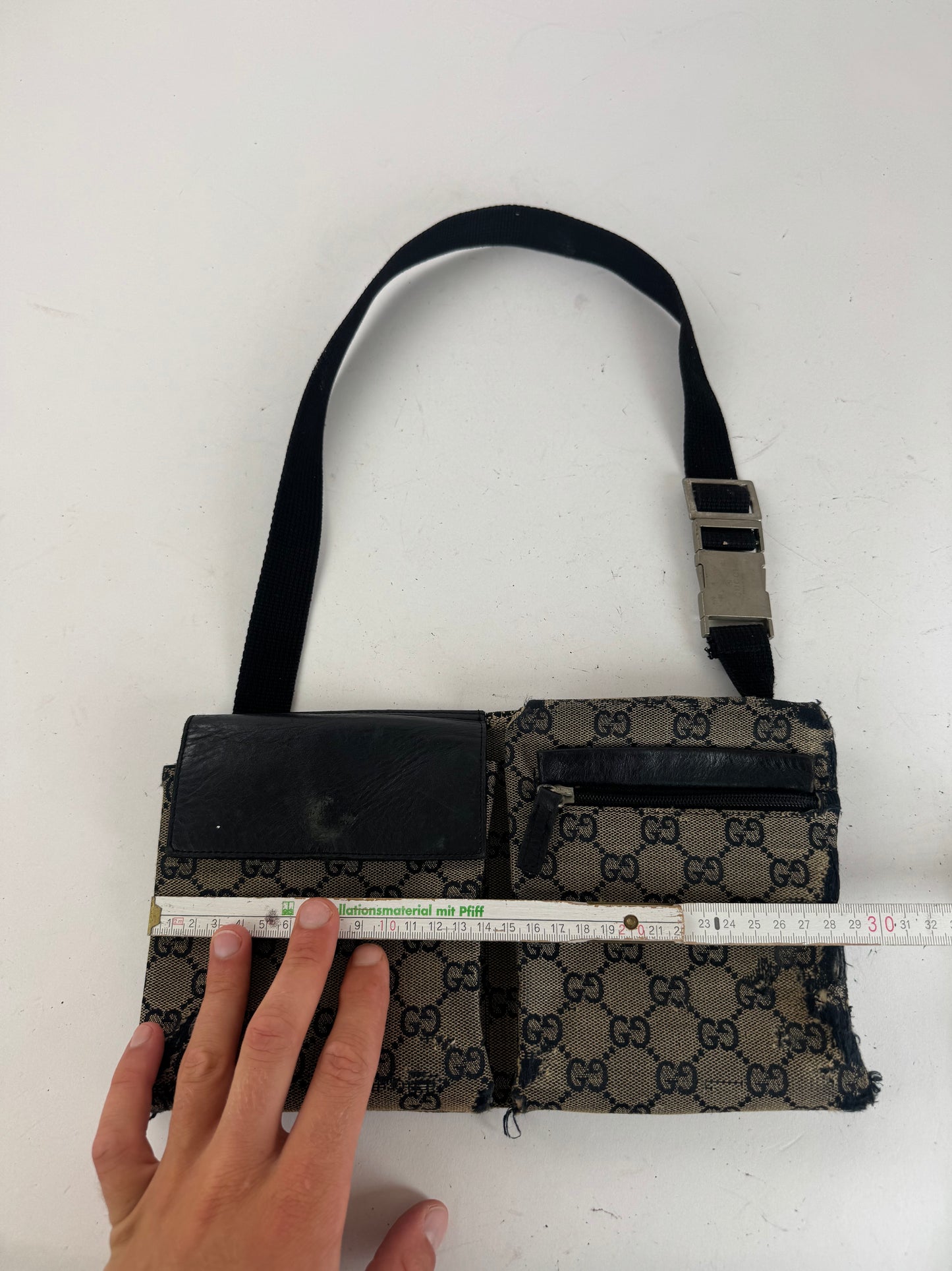 Vintage Gucci Belt / Crossbody Bag Grey brown monogram