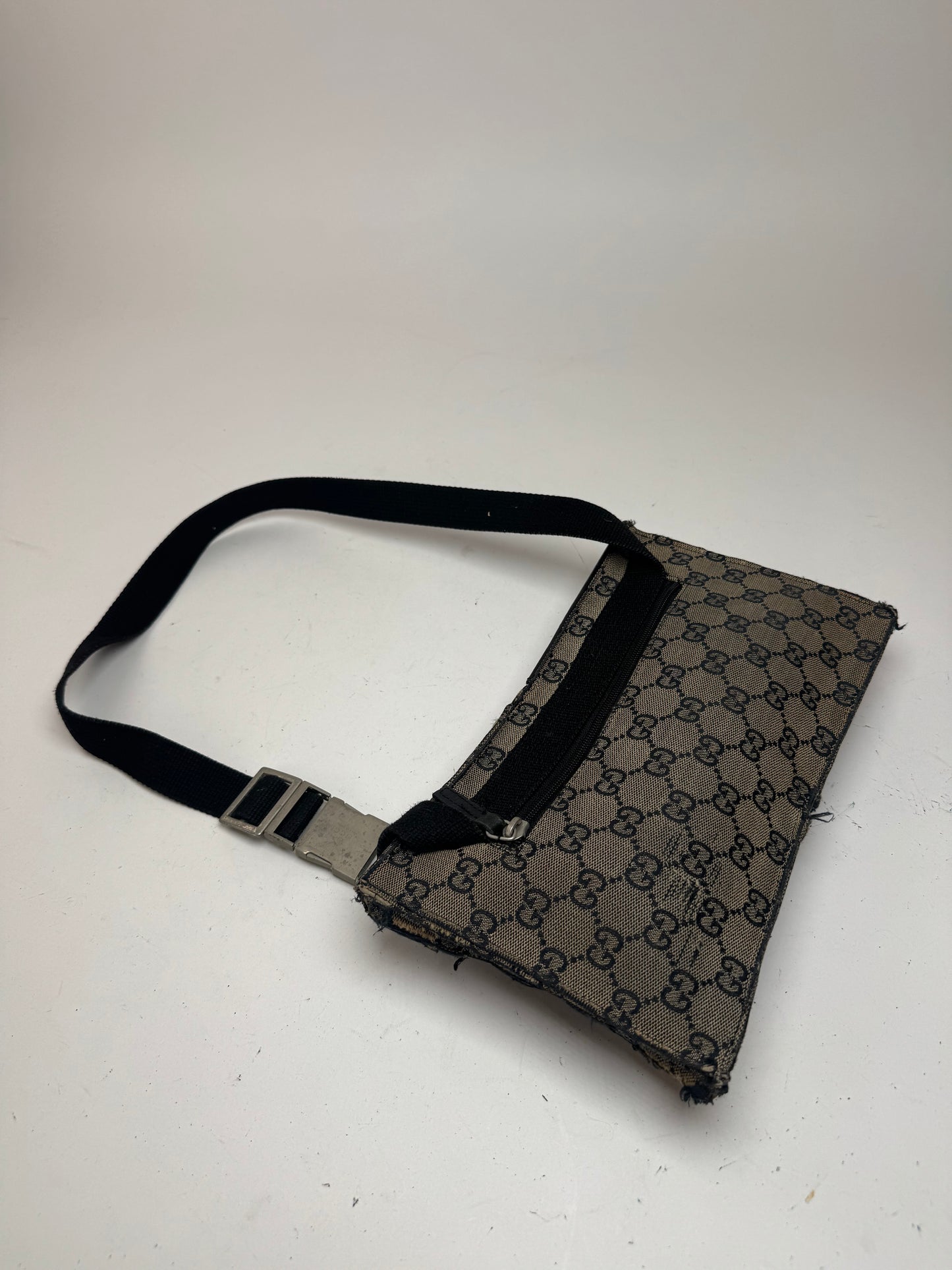 Vintage Gucci Belt / Crossbody Bag Grey brown monogram