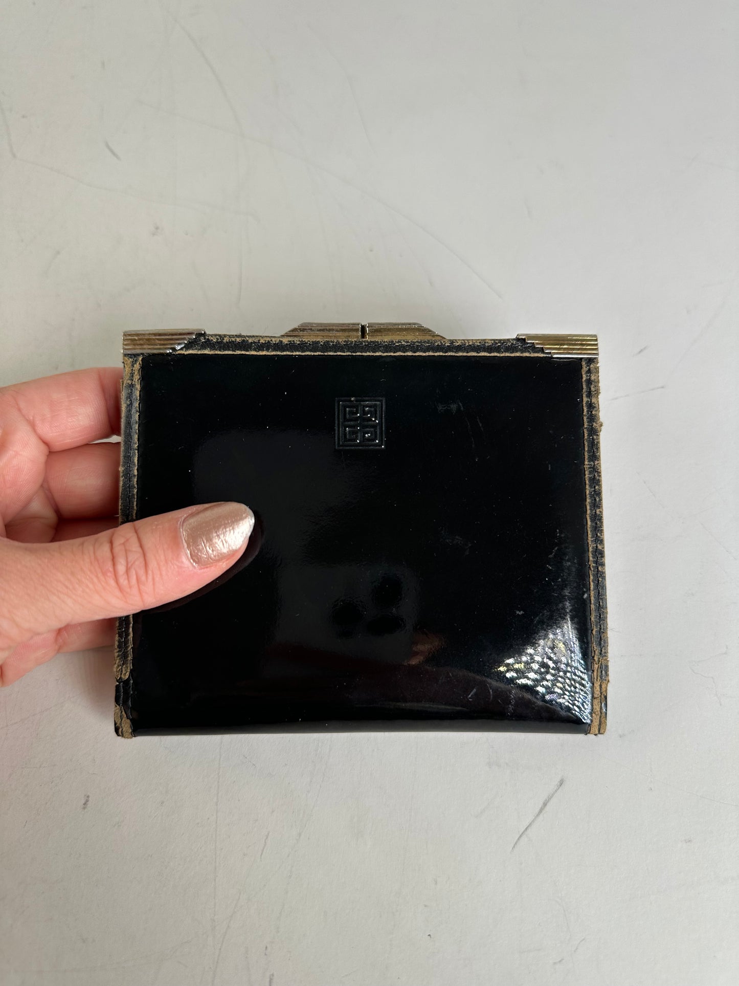 Vintage Givenchy Patent Leather Wallet Black Gold