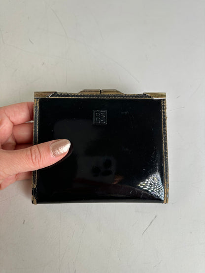 Vintage Givenchy Patent Leather Wallet Black Gold