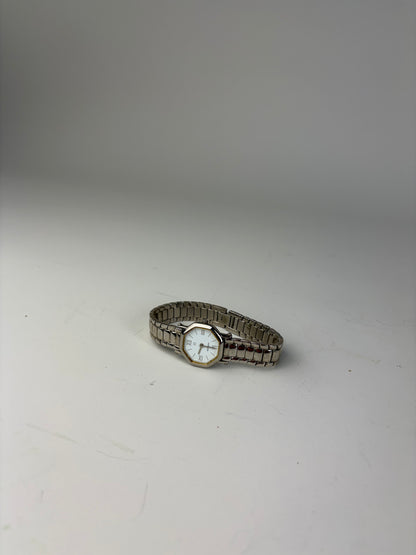 Vintage Givenchy Stainless Steel Bracelet Watch Silver White