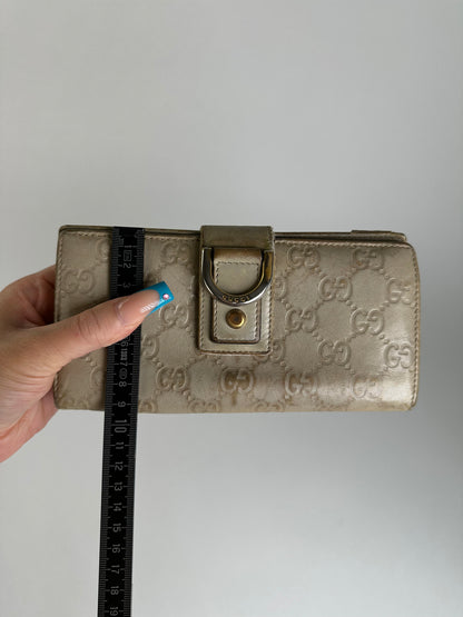 Vintage Gucci GG Monogram Canvas Wallet Beige Brown