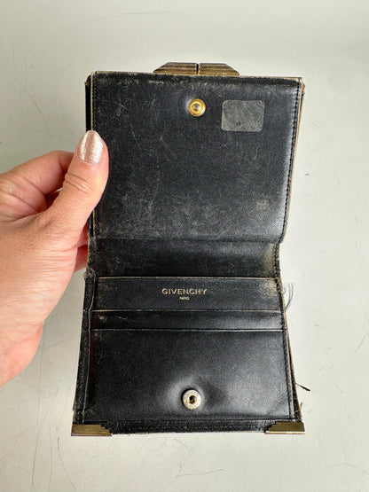 Vintage Givenchy Patent Leather Wallet Black Gold