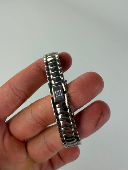 Vintage Givenchy Stainless Steel Bracelet Watch Silver White