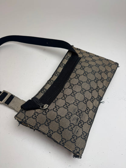 Vintage Gucci Belt / Crossbody Bag Grey brown monogram