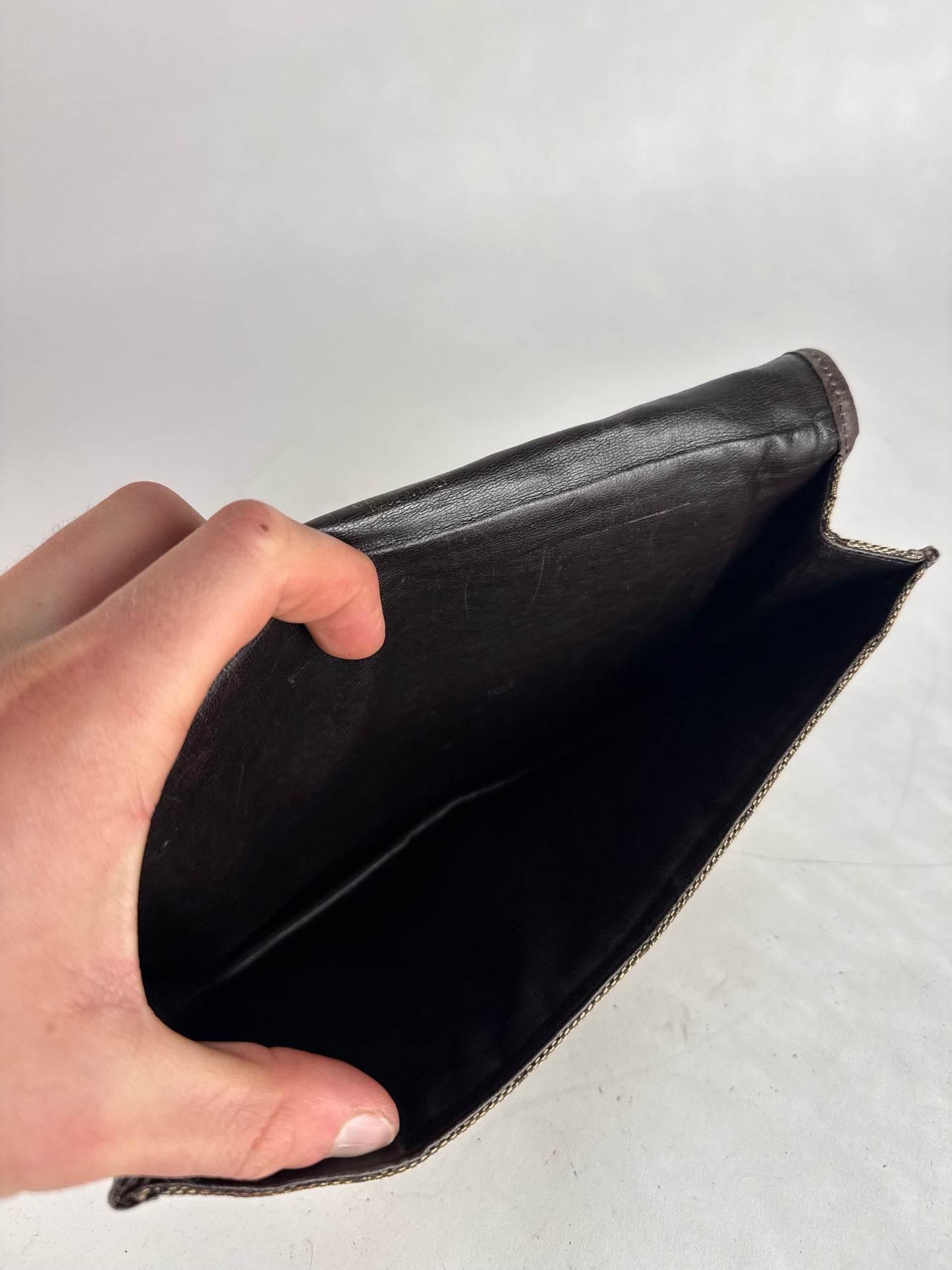 Vintage Celine Macadam Monogram Clutch brown