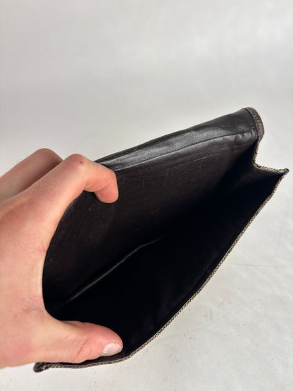 Vintage Celine Macadam Monogram Clutch brown