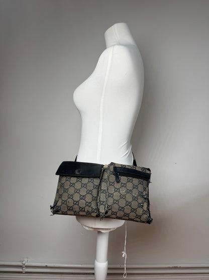 Vintage Gucci Belt / Crossbody Bag Grey brown monogram