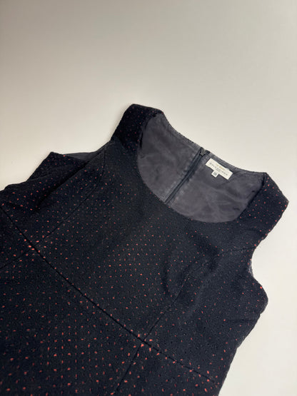 Vintage Balenciaga Polkadot Wool Dress Black Red 38/M