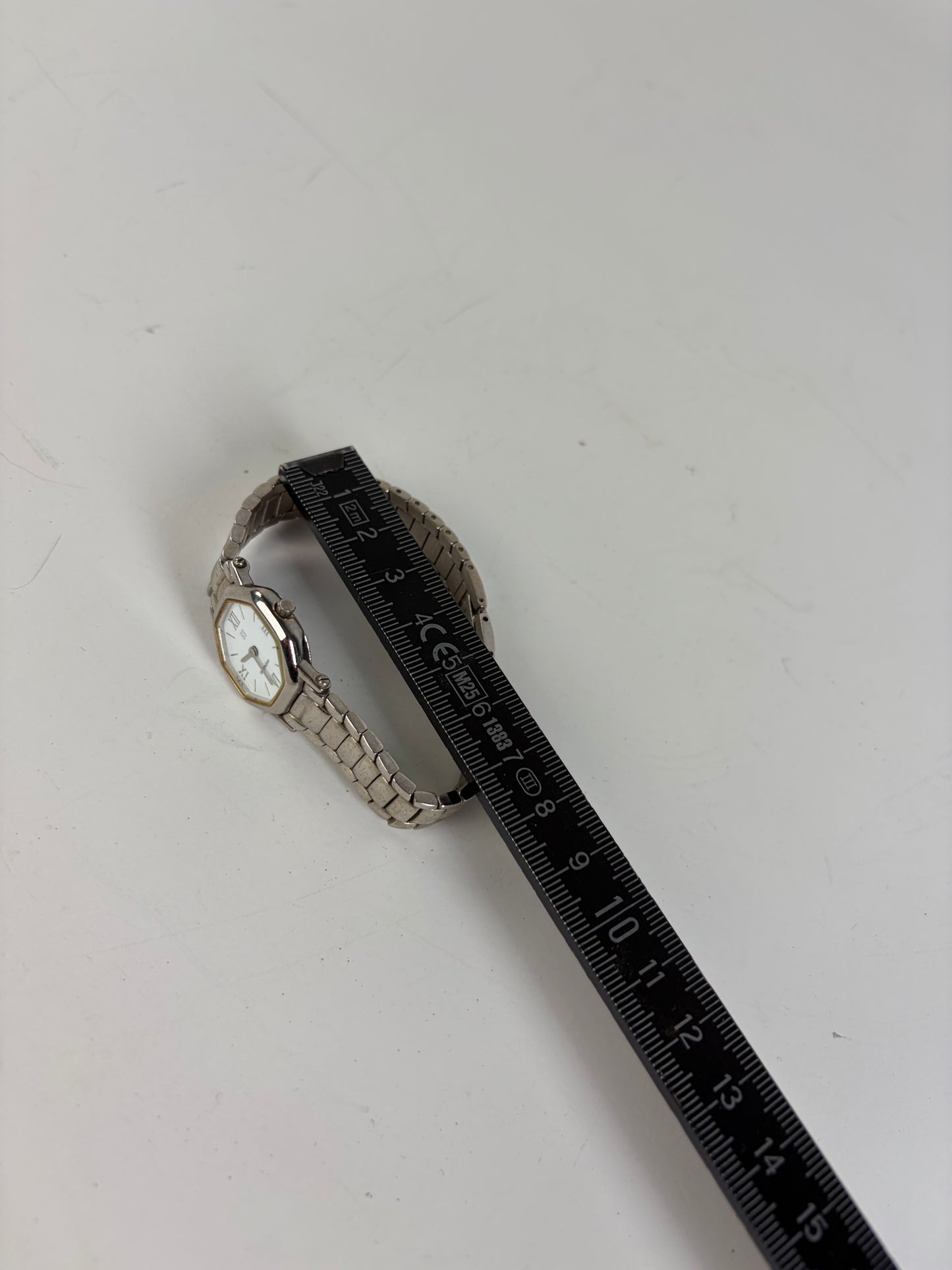 Vintage Givenchy Stainless Steel Bracelet Watch Silver White