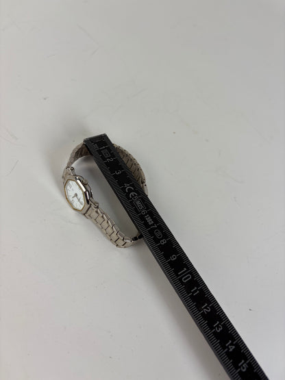Vintage Givenchy Stainless Steel Bracelet Watch Silver White