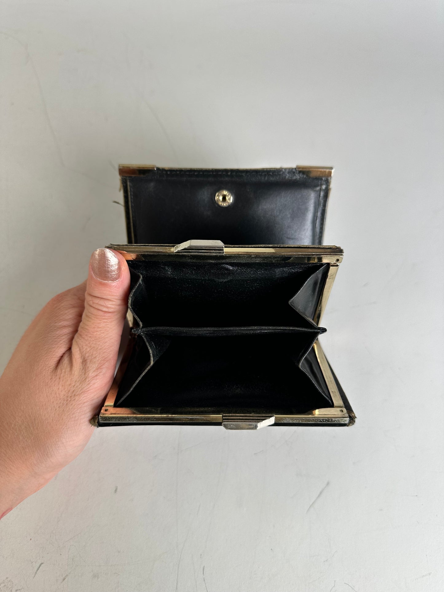 Vintage Givenchy Patent Leather Wallet Black Gold